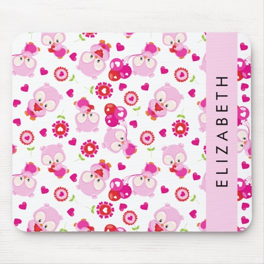 Patroon van uilen, schattige uilen, roze uilen, Jo Muismat (Voorkant)