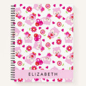 Patroon van uilen, schattige uilen, roze uilen, Jo Notitieboek (Voorkant)