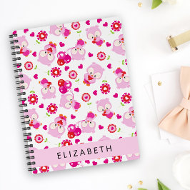 Patroon van uilen, schattige uilen, roze uilen, Jo Notitieboek