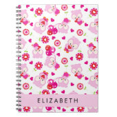 Patroon van uilen, schattige uilen, roze uilen, Jo Notitieboek (Voorkant)