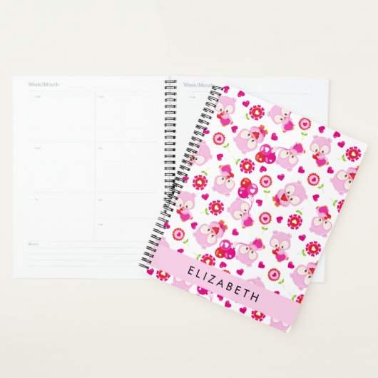 Patroon van uilen, schattige uilen, roze uilen, Jo Planner (Display)