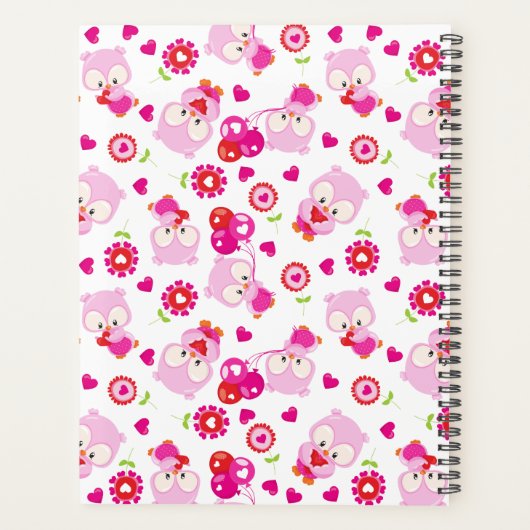 Patroon van uilen, schattige uilen, roze uilen, Jo Planner (Achterkant)