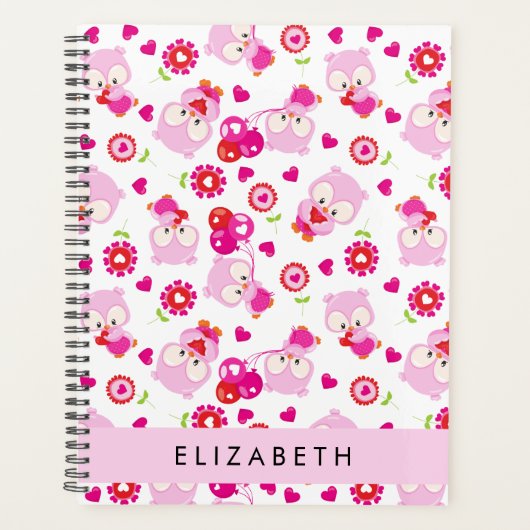 Patroon van uilen, schattige uilen, roze uilen, Jo Planner (Voorkant)