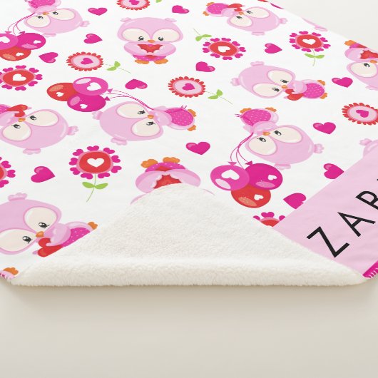 Patroon van uilen, schattige uilen, roze uilen, Jo Sherpa Deken (3/4)