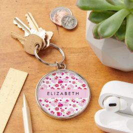 Patroon van uilen, schattige uilen, roze uilen, Jo Sleutelhanger
