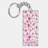 Patroon van uilen, schattige uilen, roze uilen, Jo Sleutelhanger (Voorkant Links)