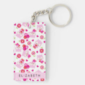 Patroon van uilen, schattige uilen, roze uilen, Jo Sleutelhanger (achterkant)