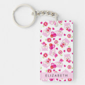 Patroon van uilen, schattige uilen, roze uilen, Jo Sleutelhanger (Voorkant)