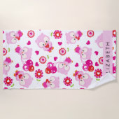 Patroon van uilen, schattige uilen, roze uilen, Jo Strandlaken (Voorkant)