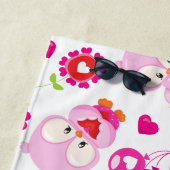 Patroon van uilen, schattige uilen, roze uilen, Jo Strandlaken (In situ)