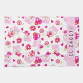 Patroon van uilen, schattige uilen, roze uilen, Jo Theedoek (Horizontaal)