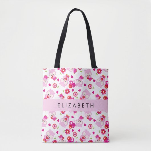 Patroon van uilen, schattige uilen, roze uilen, Jo Tote Bag (Voorkant)