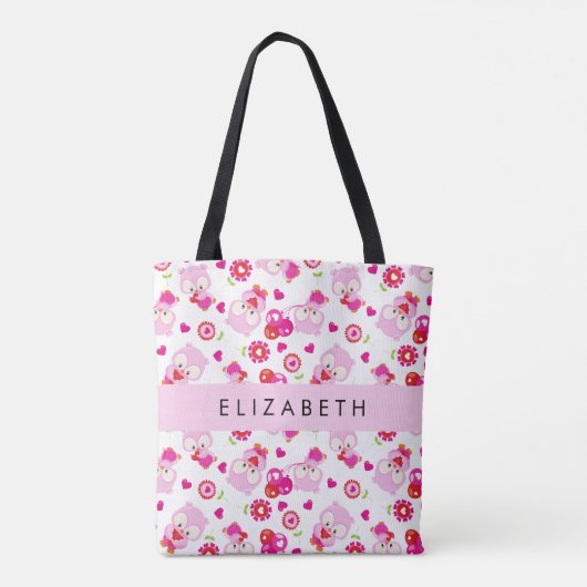 Patroon van uilen, schattige uilen, roze uilen, Jo Tote Bag (Achterkant)