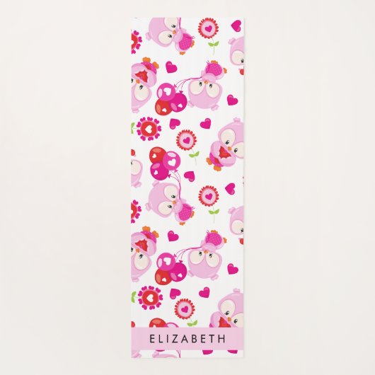 Patroon van uilen, schattige uilen, roze uilen, Jo Yogamat (Achterkant)
