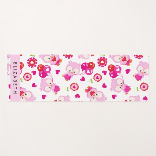 Patroon van uilen, schattige uilen, roze uilen, Jo Yogamat (Voorkant (horizontaal))