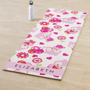 Patroon van uilen, schattige uilen, roze uilen, Jo Yogamat