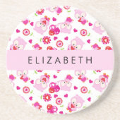 Patroon van uilen, schattige uilen, roze uilen, Jo Zandsteen Onderzetter (Voorkant)