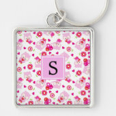 Patroon van uilen, schattige uilen, roze uilen, mo sleutelhanger (Voorkant)