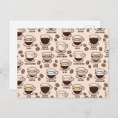 Patroon van verschillende drinken koffie in een ca briefkaart (Voorkant / Achterkant)