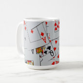 Patroon van verspreide speelkaarten, koffiemok (Voorkant links)
