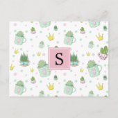 Patroon van vetplanten, cactus patroon, monogram briefkaart (Voorkant)
