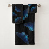 Patroon van vijf blauwe vlinders bad handdoek (Insitu)