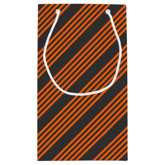 patroon van vijf strepen Oranje en houtskool Klein Cadeauzakje (Achterkant)