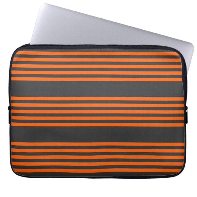 patroon van vijf strepen Oranje en houtskool Laptop Sleeve (Voorkant)