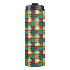 Patroon van vintage legpuzzelstukken thermosbeker