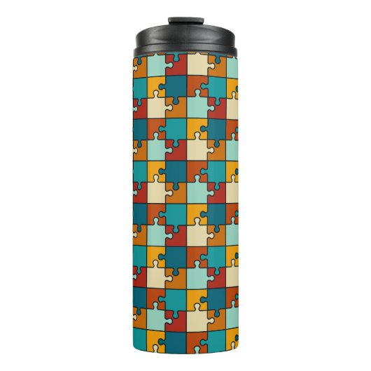 Patroon van vintage legpuzzelstukken thermosbeker (Voorkant)