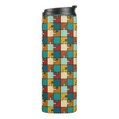 Patroon van vintage legpuzzelstukken thermosbeker (Gedraaid links)