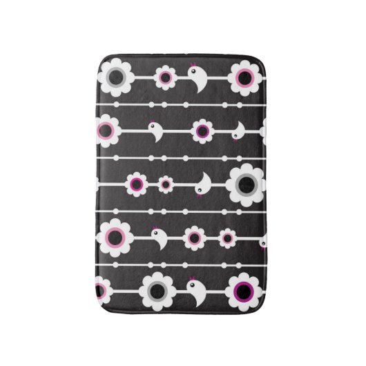 patroon van vogel en bloemen badmat (Voorkant Verticaal)