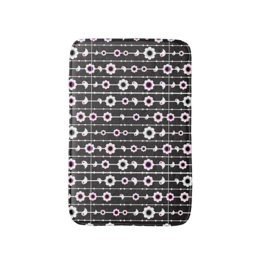 patroon van vogel en bloemen badmat (Voorkant Verticaal)