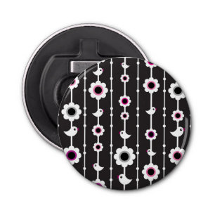 patroon van vogel en bloemen button flesopener