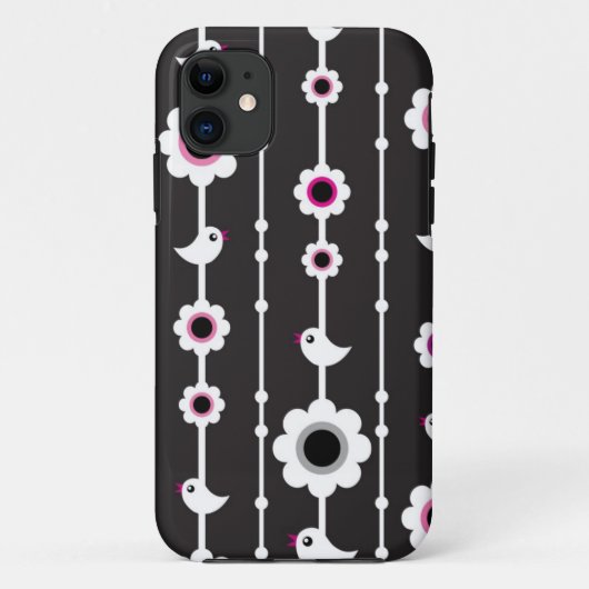 patroon van vogel en bloemen Case-Mate iPhone case (Achterkant)