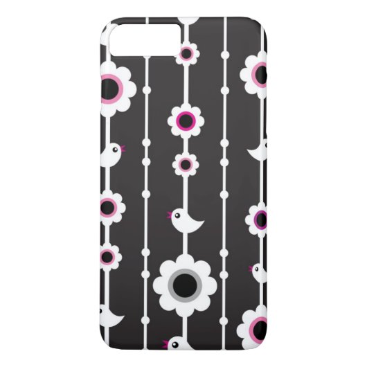 patroon van vogel en bloemen Case-Mate iPhone case (Achterkant)