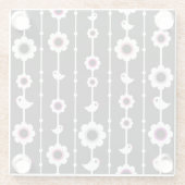 patroon van vogel en bloemen glazen onderzetter (Achterkant)