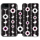 patroon van vogel en bloemen incipio iPhone portemonnee hoesje (Agenda Open)
