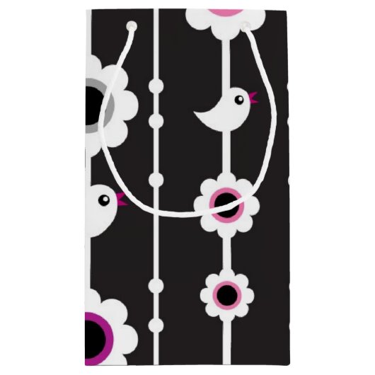 patroon van vogel en bloemen klein cadeauzakje (Achterkant)