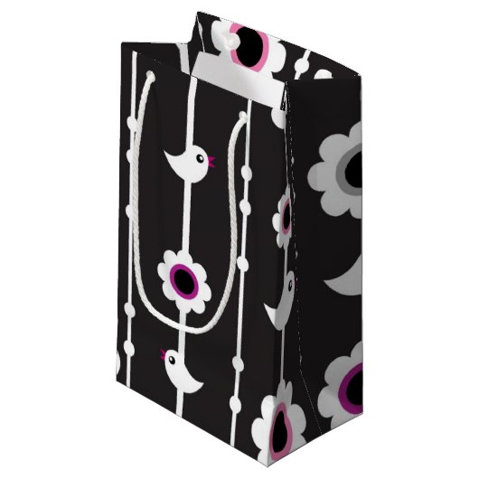 patroon van vogel en bloemen klein cadeauzakje (Voorkant Gekanteld)