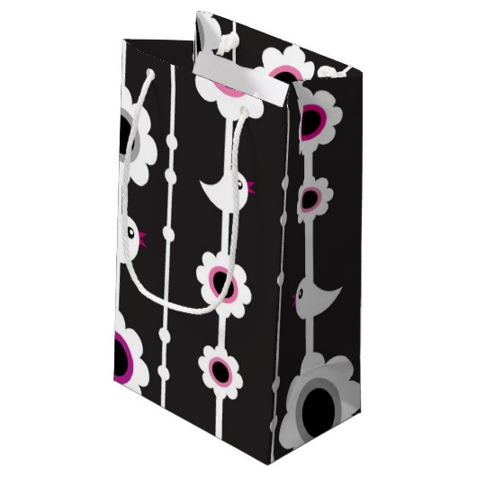 patroon van vogel en bloemen klein cadeauzakje (Achterkant Gekanteld)