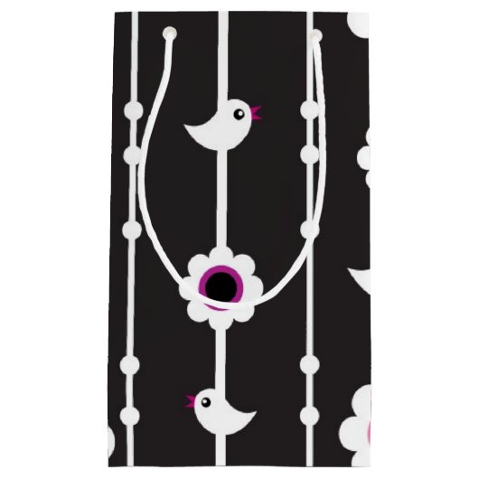 patroon van vogel en bloemen klein cadeauzakje (Voorkant)