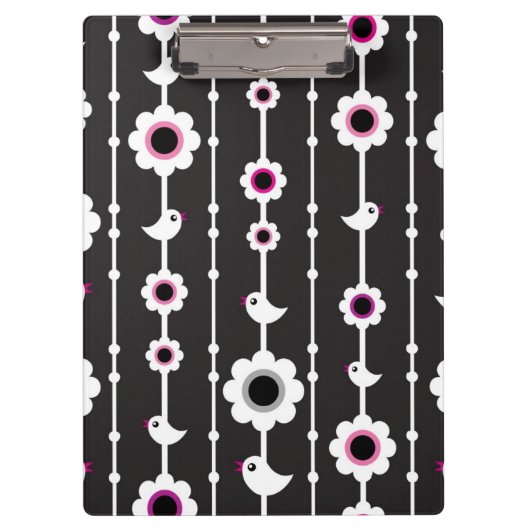 patroon van vogel en bloemen klembord (Voorkant)