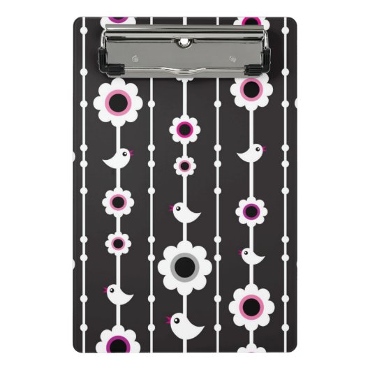 patroon van vogel en bloemen mini klembord (Voorkant)