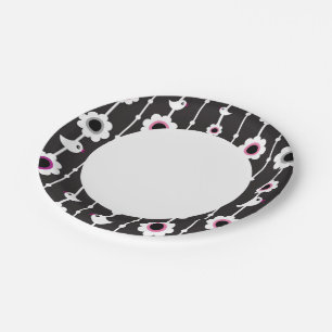 patroon van vogel en bloemen papieren bordje