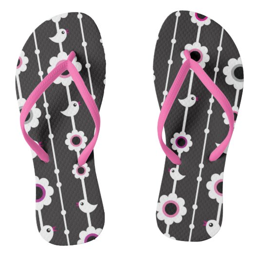 patroon van vogel en bloemen teenslippers (Voetbed)