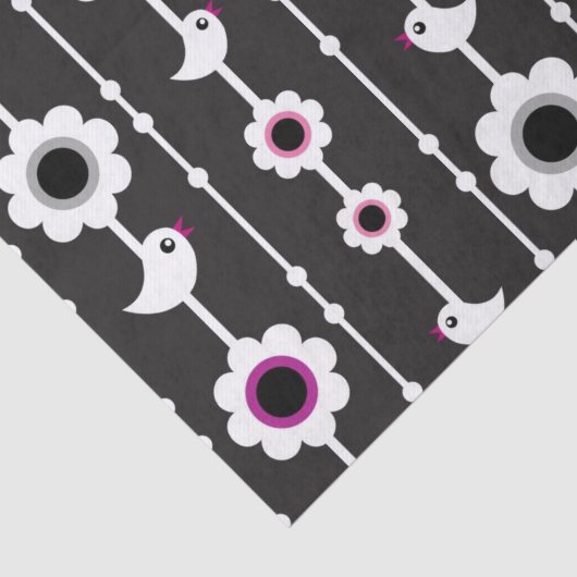 patroon van vogel en bloemen tissuepapier (Detail)