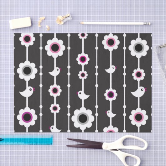 patroon van vogel en bloemen tissuepapier (Craft)