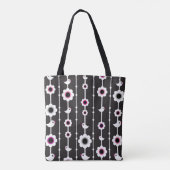 patroon van vogel en bloemen tote bag (Achterkant)