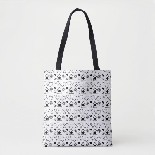 patroon van vogelelementen tote bag (Voorkant)